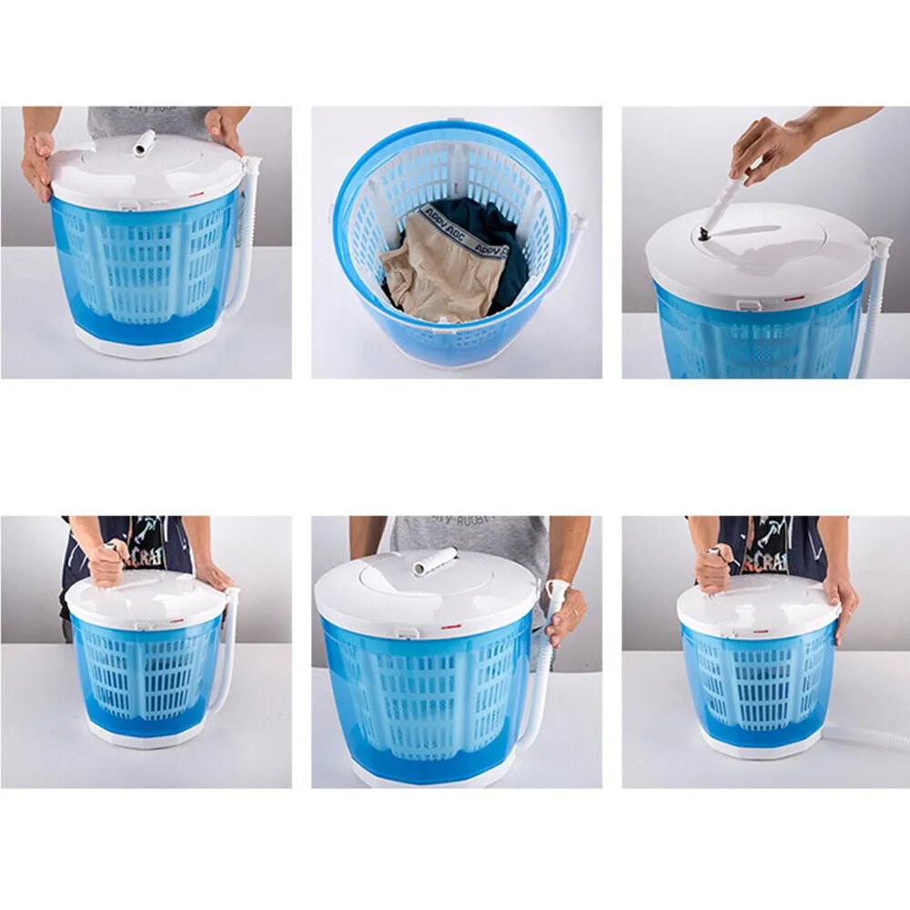 2 in 1 Portable Spin Dryer Machine Mini Travel Outdoor Compact Blue