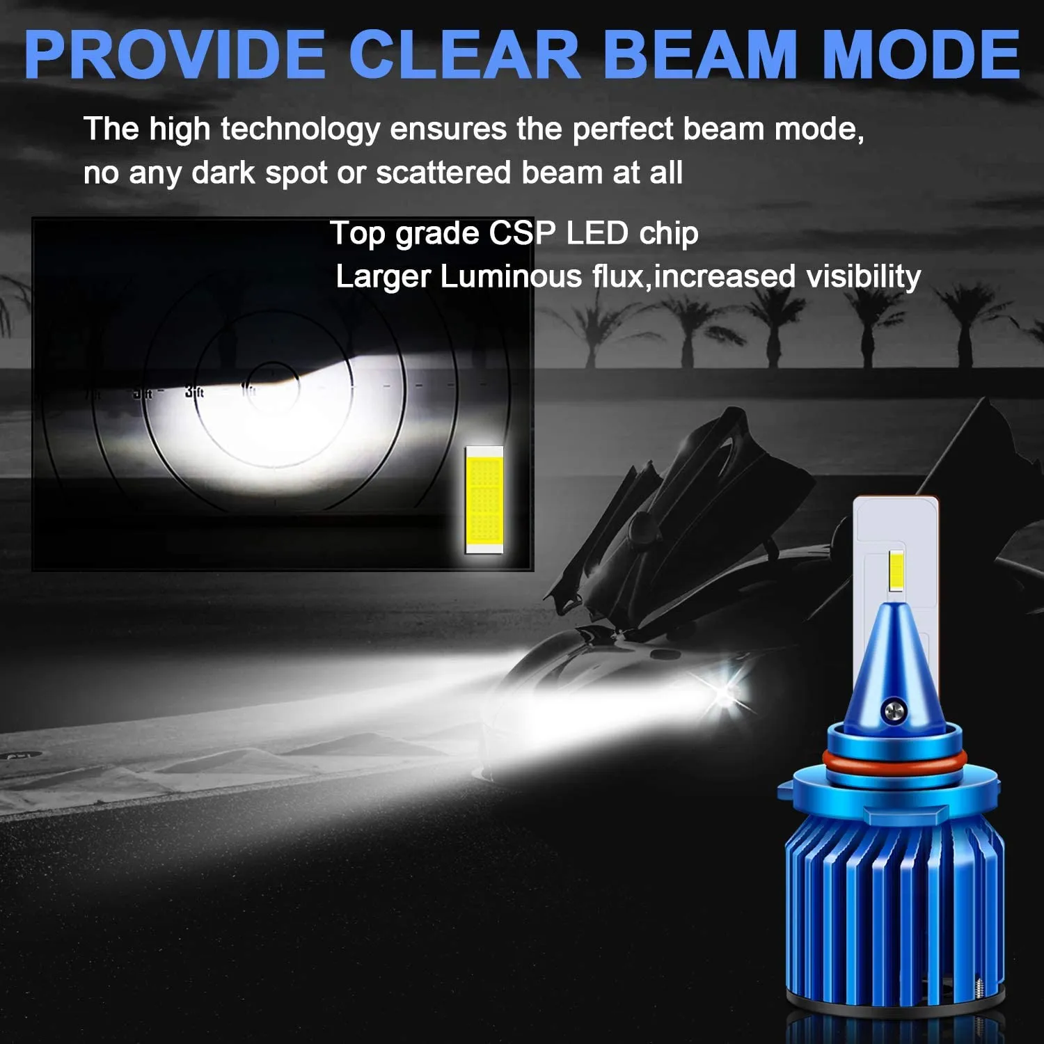 7200LM 6000K 9005 / HB3 LED Headlight Bulb Upgrad CSP Chips