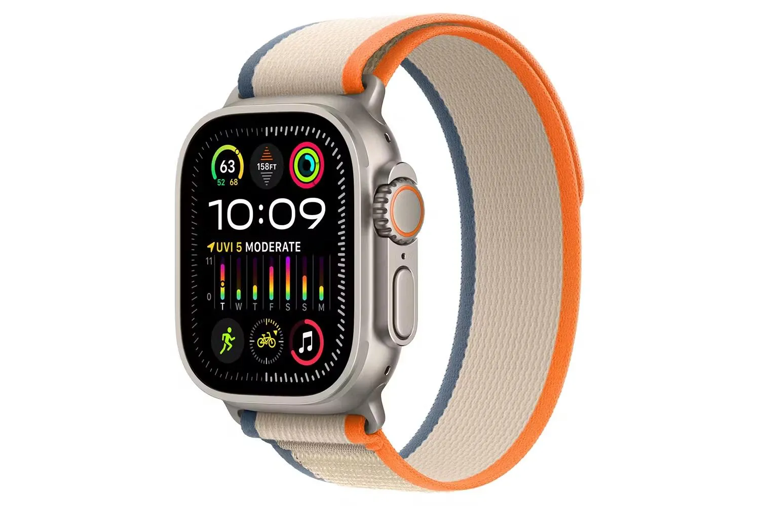 Apple Watch Ultra 2 GPS   Cellular | 49mm | Titanium Case with Orange/Beige Trail Loop - S/M