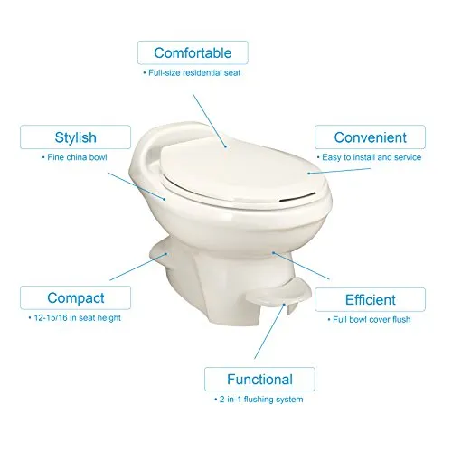 Aqua Magic Style Plus RV Toilet / Low Profile / Bone - Thetford 34438