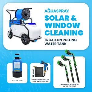 AquaSpray Rolling 16 Gallon Water Tank with DI Resin Tank and Waterfed Pole for Window and Solar Panel Cleaning