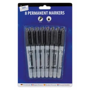 Black Permanent Markers - 8 Pack Durable Quick Drying Office School Supplies Crafting