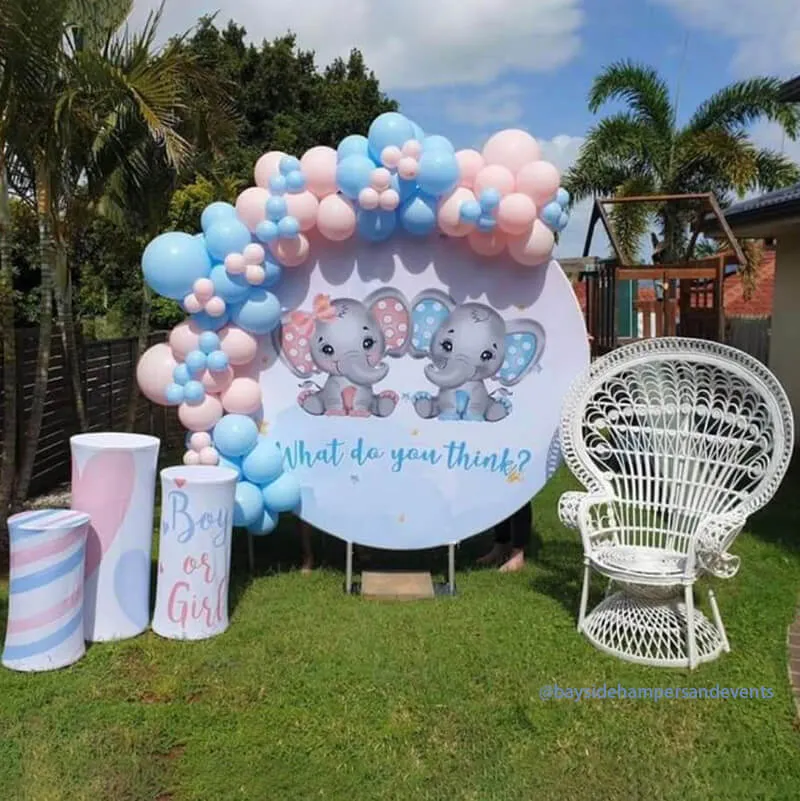 Boy or Girl Gender Reveal Pedestal Covers Plinth Cover Printed Fabric Cylinder Covers