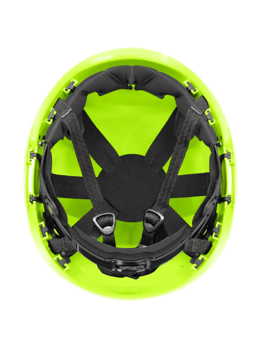 Bullhead Safety™ Head Protection - High-Visibility Yellow/Green Climbing Style Protective Helmet with Six-Point Ratchet Suspension and Four-Point Chin Strap - HH-CH1-YG