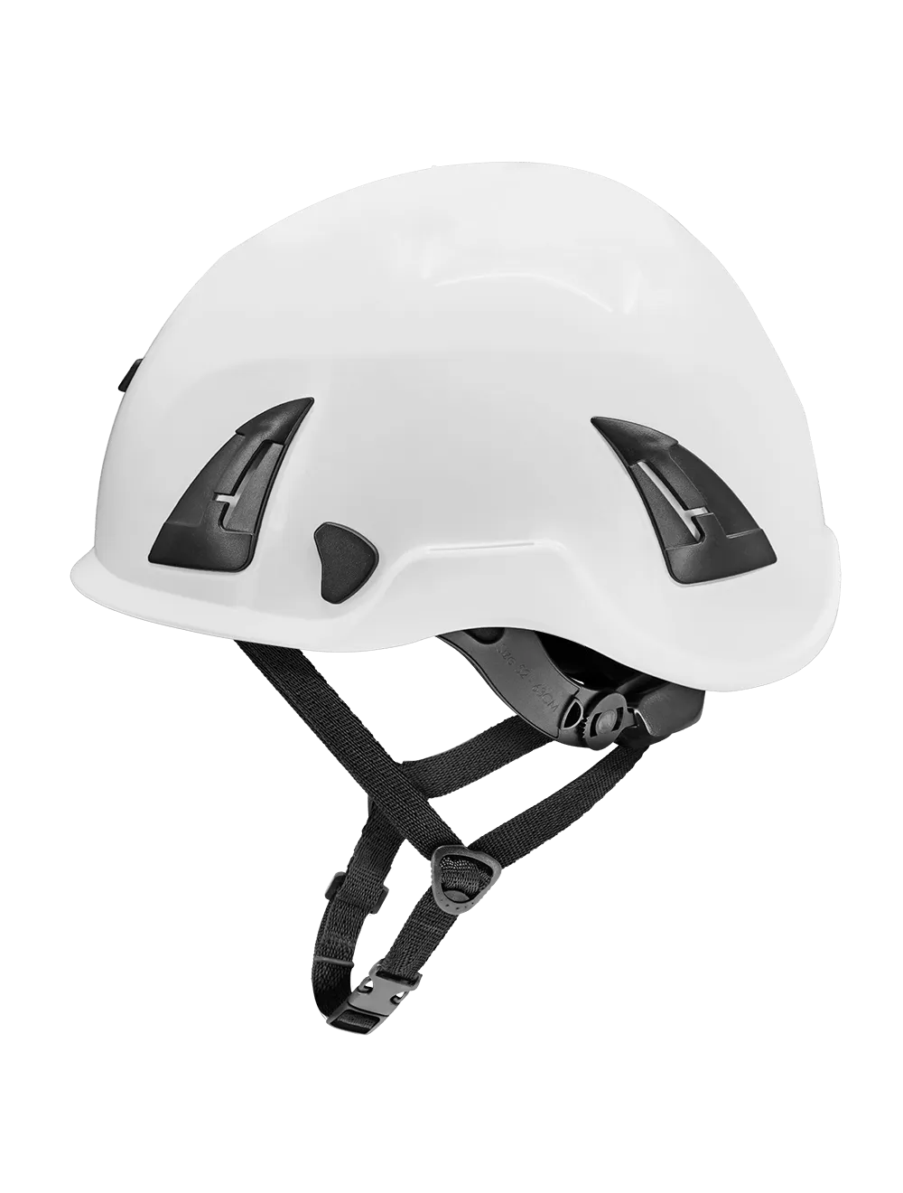 Bullhead Safety™ Head Protection - White Climbing Style Protective Helmet with Six-Point Ratchet Suspension and Four-Point Chin Strap - HH-CH1-W