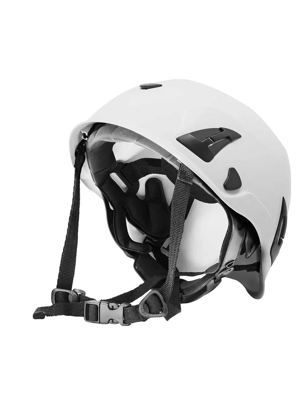 Bullhead Safety™ Head Protection - White Climbing Style Protective Helmet with Six-Point Ratchet Suspension and Four-Point Chin Strap - HH-CH1-W