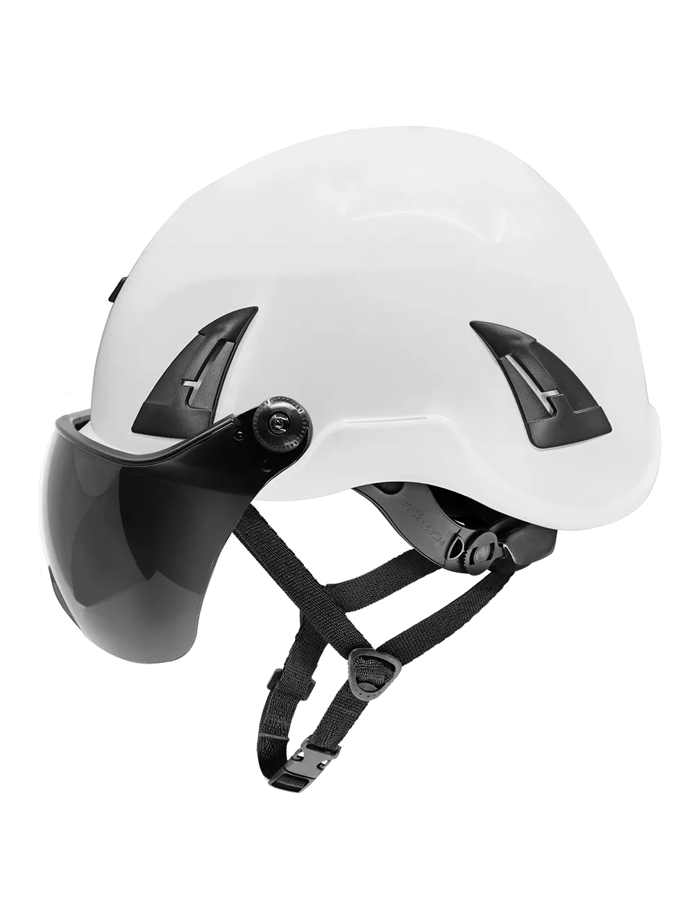 Bullhead Safety™ Head Protection - White Climbing Style Protective Helmet with Six-Point Ratchet Suspension and Four-Point Chin Strap - HH-CH1-W