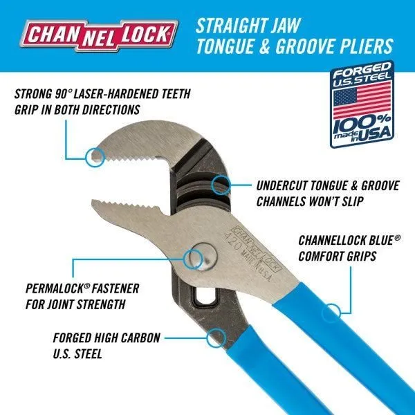 CHANNELLOCK 420 | 9.5-in. Straight Jaw Tongue & Groove Pliers