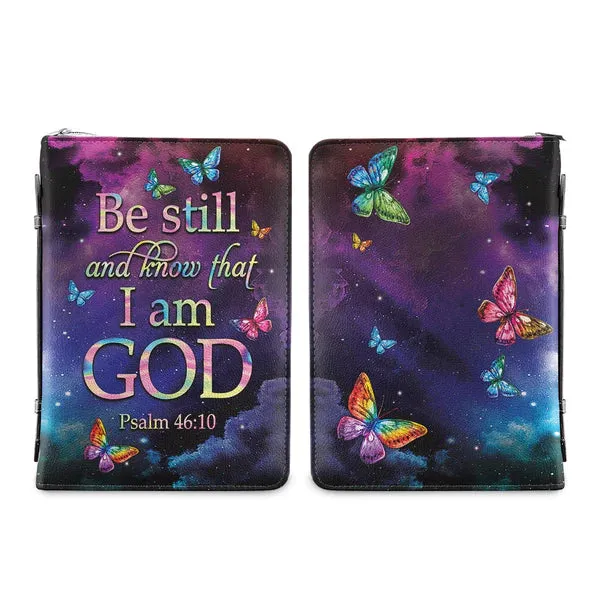 Christianart Bible Cover - Be Still And Know That I Am God Colorful Butterfly Psalm 46 10 - Personalized Bible Cover - CABBBCV22060324.