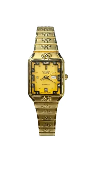 Citizen Women Gold Tone Watch CTZ-7087 with Arabic Days & Date at 6