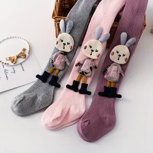 Cute 3D Rabbit Footed Pantyhose Comfy Girls Leggings for Winter