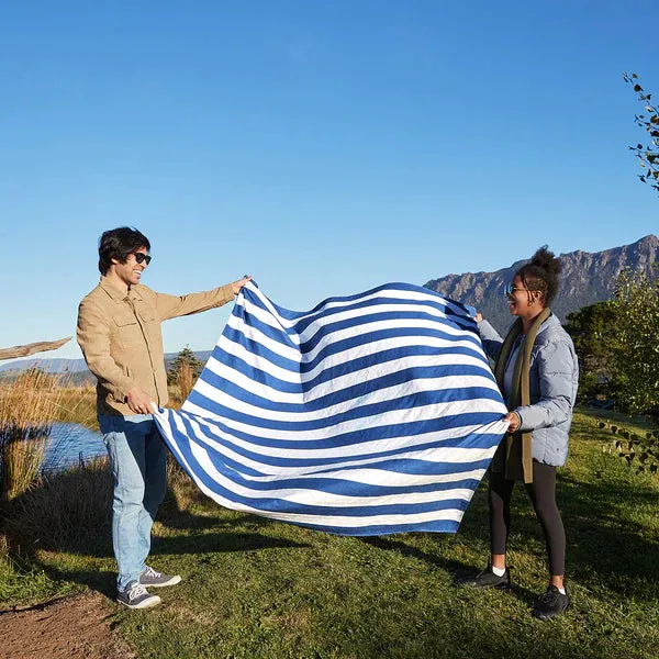 Dock & Bay Waterproof Striped Picnic Blanket - Whitsunday Blue