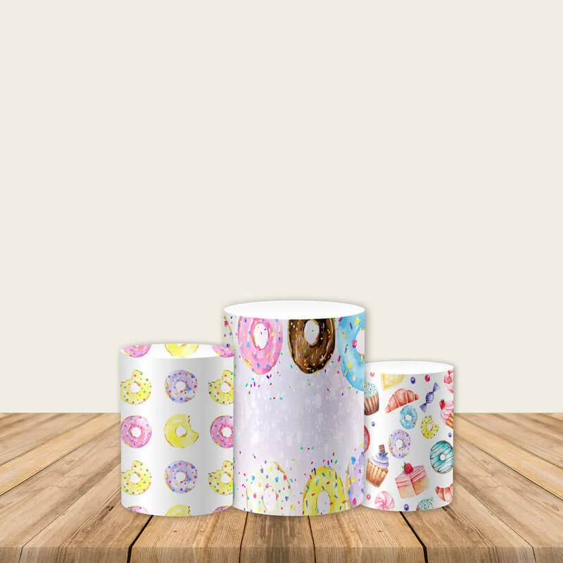 Donut Theme Pedestal Covers Plinth Cover Custom Printed Fabric Pedestal Cover