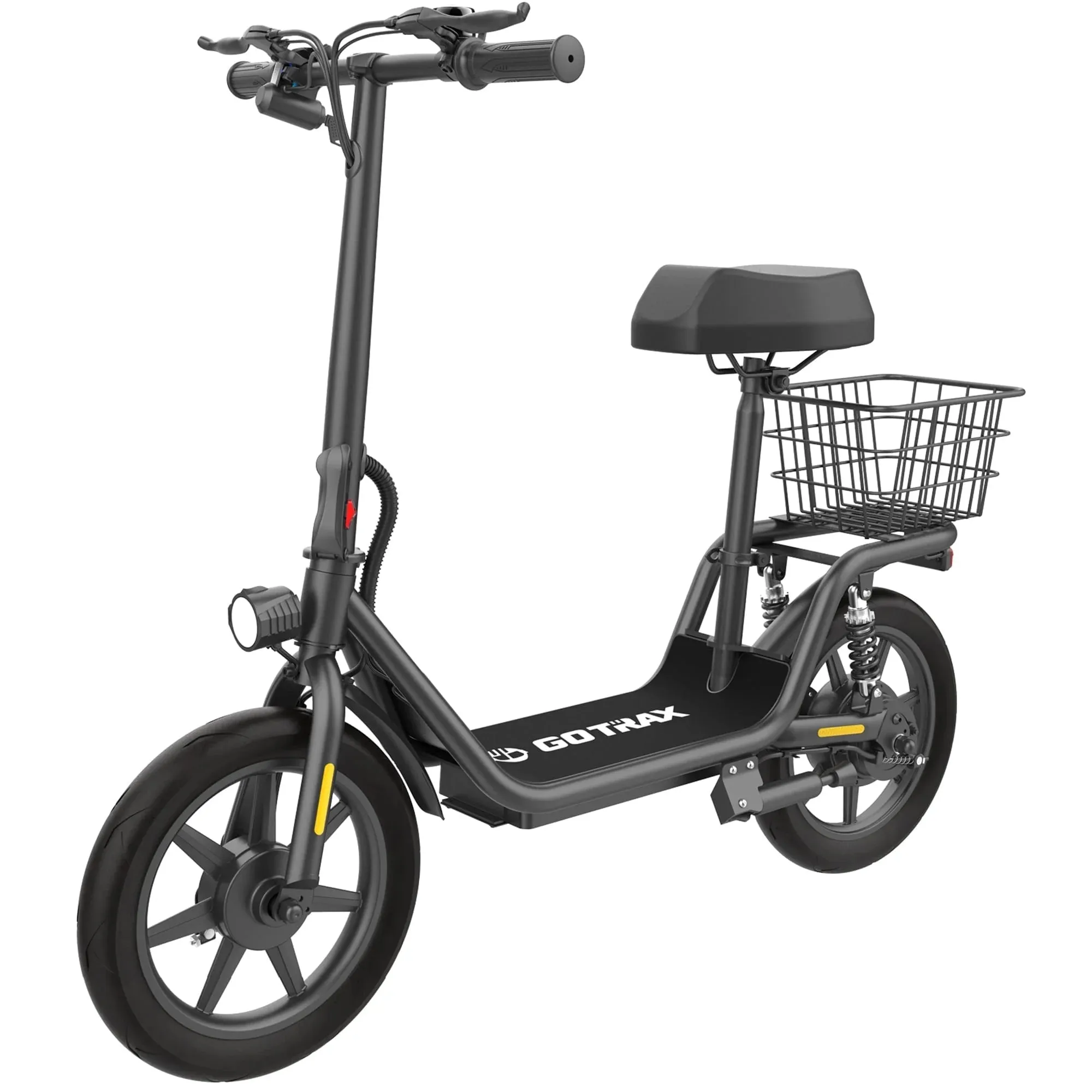 Flex Electric Scooter with Seat for Adult Commuter, 550W&36V&15.5Mph Foldable Scooter with 14" Pneumatic Tire, Ebike with Carry Basket Black