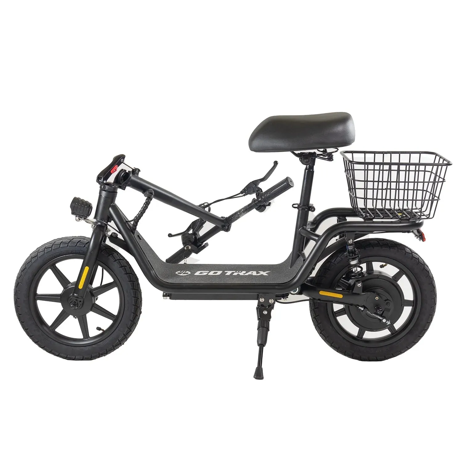 Flex Electric Scooter with Seat for Adult Commuter, 550W&36V&15.5Mph Foldable Scooter with 14" Pneumatic Tire, Ebike with Carry Basket Black