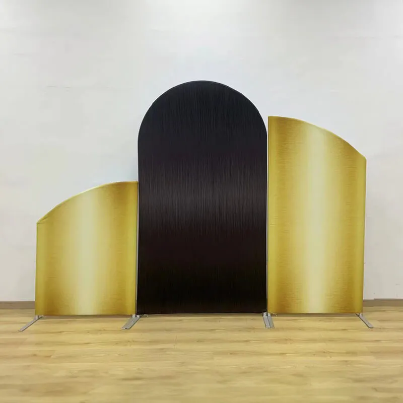 Gold and Black Arch Shiny Backdrop Wall Birthday Party Decoration