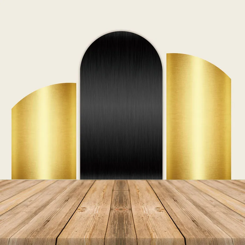 Gold and Black Arch Shiny Backdrop Wall Birthday Party Decoration