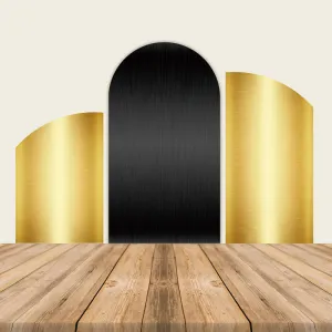 Gold and Black Arch Shiny Backdrop Wall Birthday Party Decoration