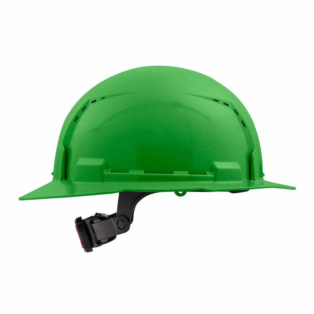 Milwaukee 48-73-1227 Green Full Brim Vented Hard Hat with 6PT Ratcheting Suspension – Type 1 Class C