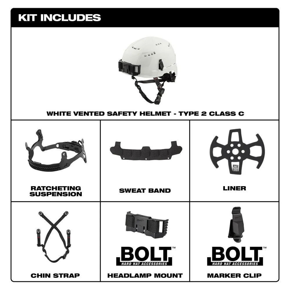 Milwaukee 48-73-1334 BOLT Gray Safety Helmet (USA) - Type 2, Class C, Vented