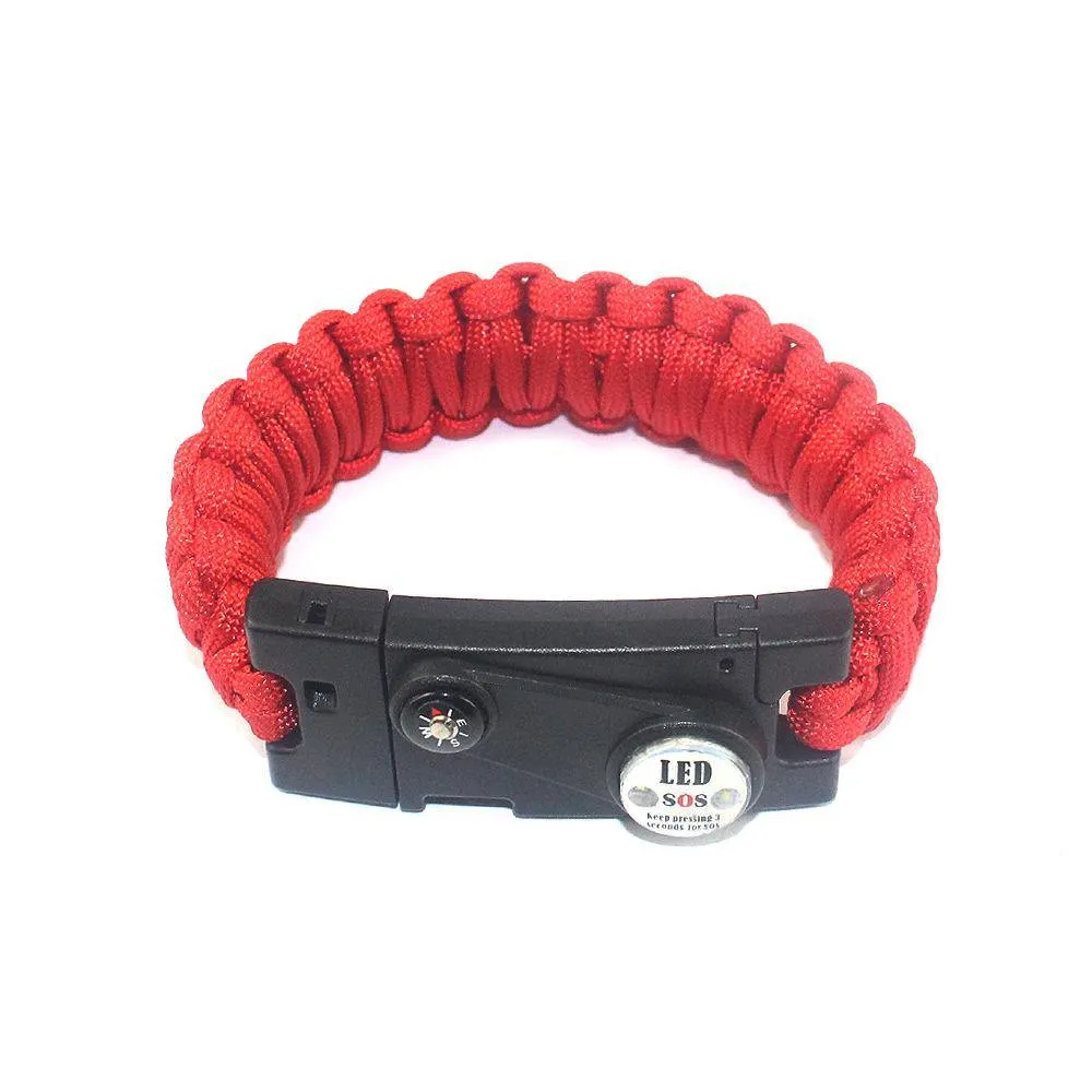 Paracord Knife Bracelet Adjustable Survival Cord Bracelets with Flint Fire