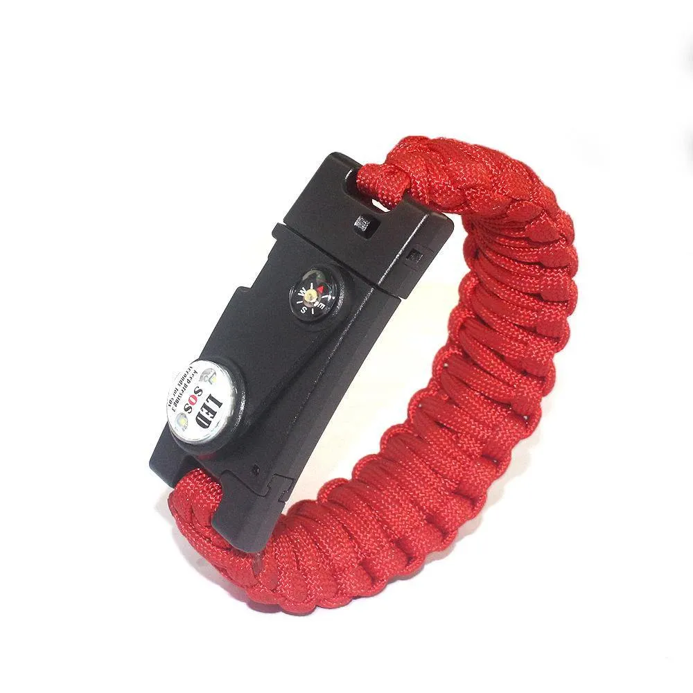 Paracord Knife Bracelet Adjustable Survival Cord Bracelets with Flint Fire