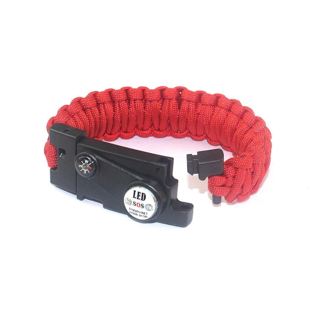 Paracord Knife Bracelet Adjustable Survival Cord Bracelets with Flint Fire