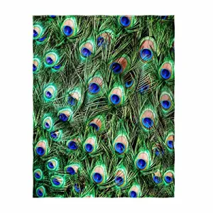 Peacock Feather Print Throw Blanket 58" x 80" (4)