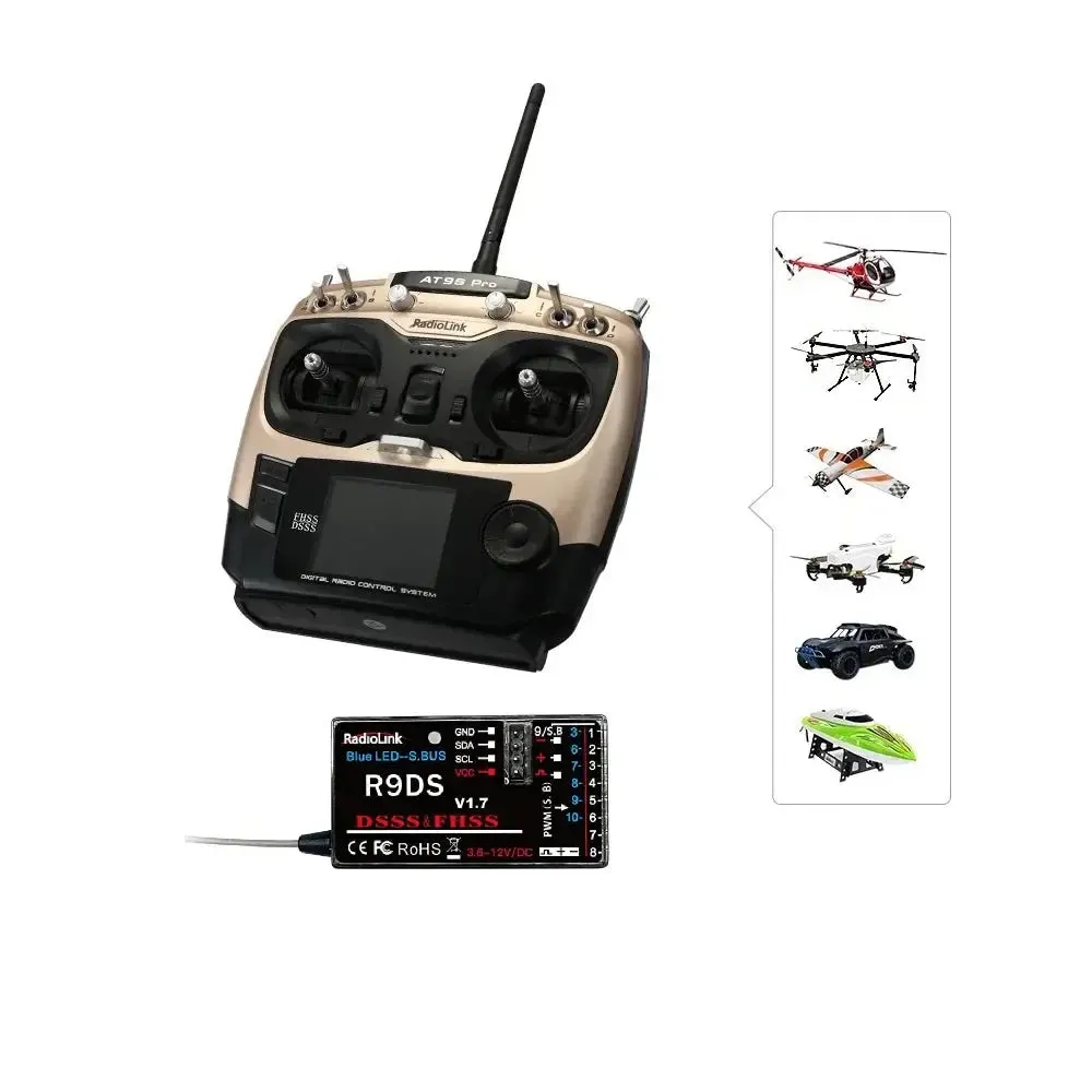 Radiolink AT9S Pro 2.4GHz 12CH RC Drone Remote with R9DS Receiver.