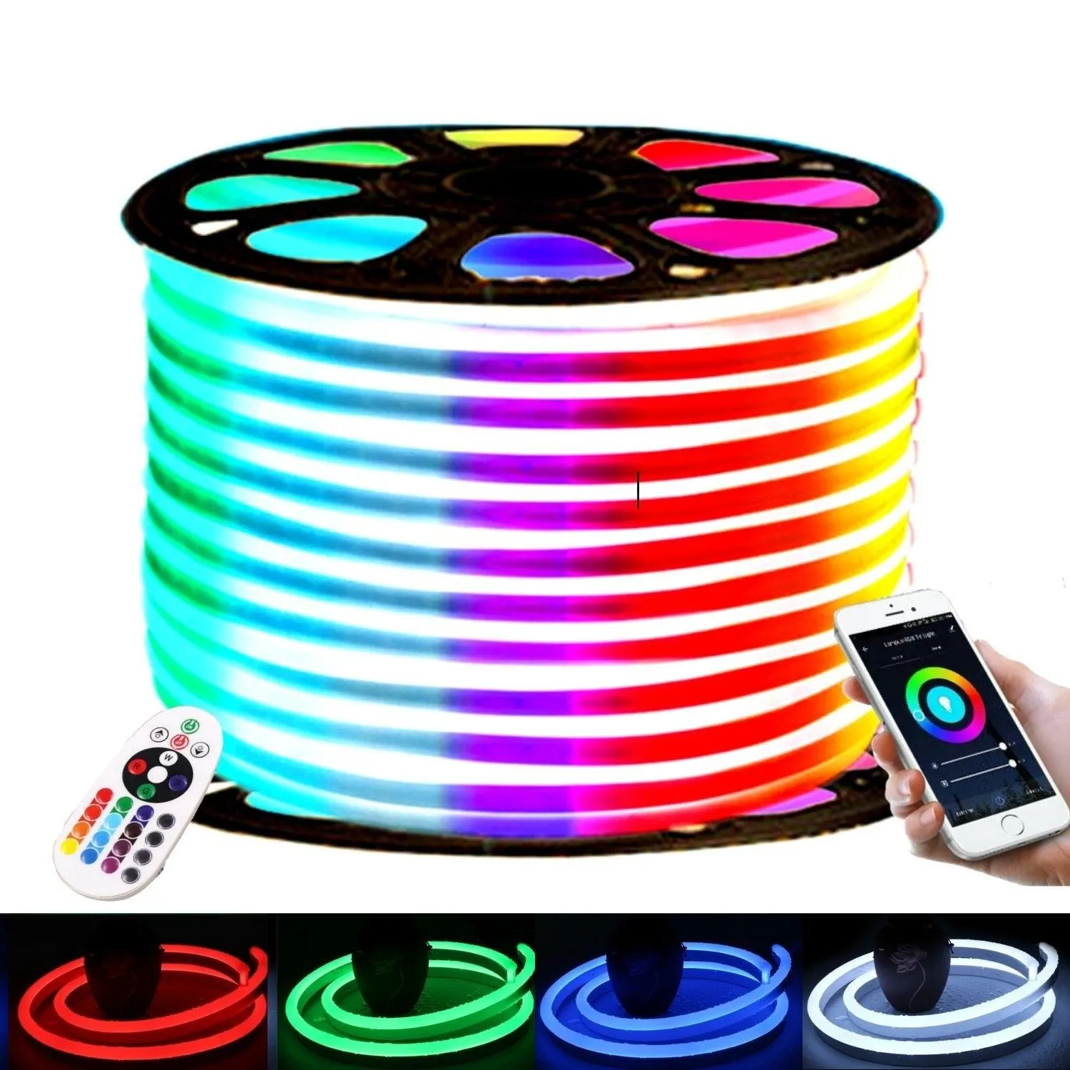 RGB Neon Flex 220V 240V 14x25mm IP65 Bluetooth Controller & Remote