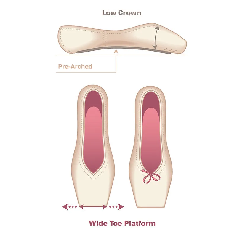 Russian Pointe Rubin U-Cut Drawstring Pointe Shoes - Flexible Soft Shank